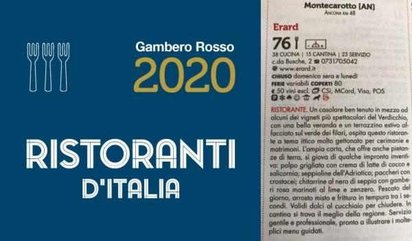 Il Ristorante Erard su Gambero Rosso 2020